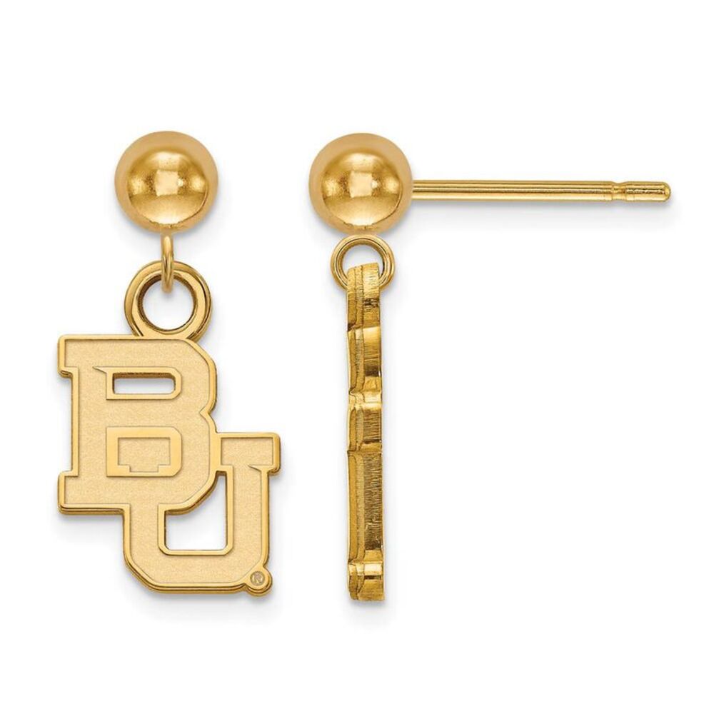 14k Gold Plated Silver Baylor University Ball Dangle Earrings